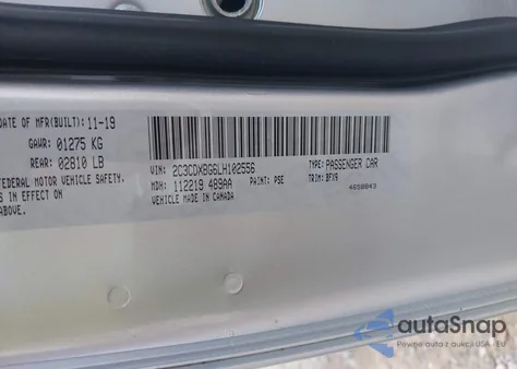 2020 Dodge Charger Sxt Rwd из США, поврежденный, VIN 2C3CDXBG6LH102556